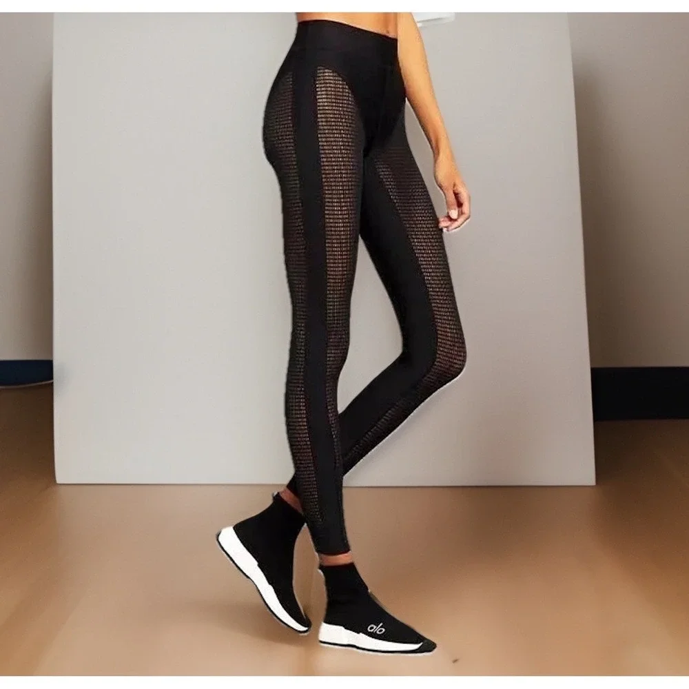 Alo Yoga Airlift Leggings Sz M Energize Sheer Mesh Cut-Out High-Waist Pants
